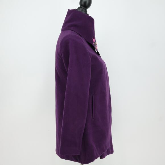 Garnet Hill Kids Coat Girls 12 Purple Tweed Snap Front Asymmetric Hem Overcoat - Picture 15 of 16